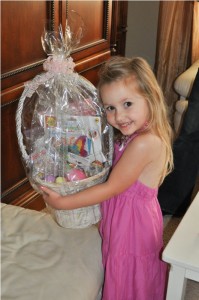 Bella with her basket from nana and papa :)